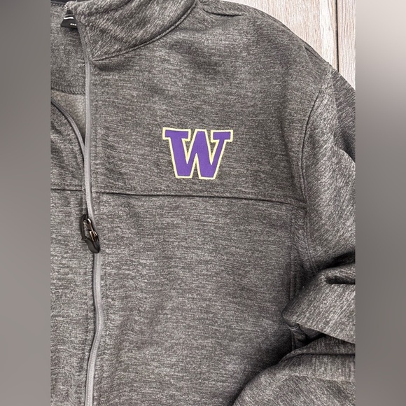 Colosseum Men's XL athletic Washington UW Huskies Full Zip Jacket, Charcoal Grey - Picture 6 of 10
